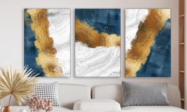 Room Art KZ модульная картина Абстрактная живопись с золотой поталью 140x70 см