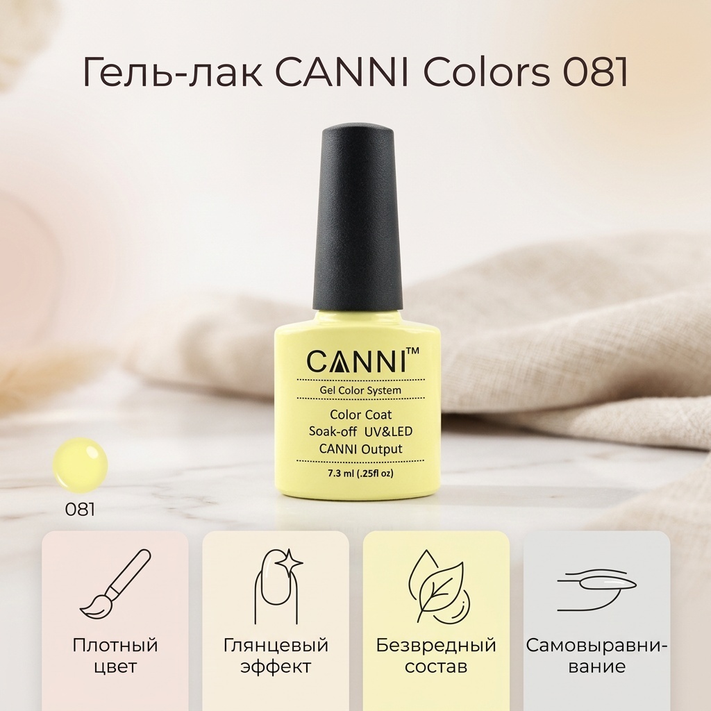 CANNI гель-лак Colors 081 глянцевое 7.3 мл