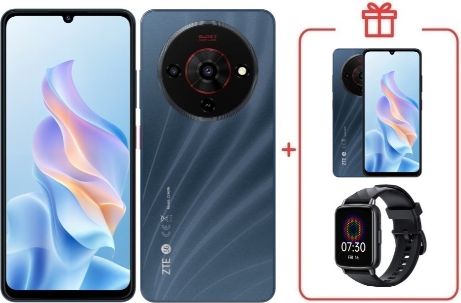 Смартфон ZTE A76 5G 4 ГБ/128 ГБ черный + подарок