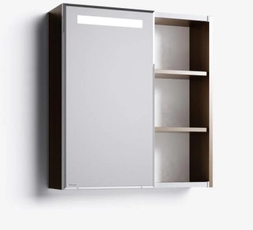 Шкаф зеркальный навесной Alavann Marko-80, 80x13.6x75 см, темно-коричневый