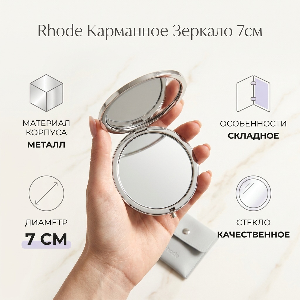 Rhode зеркало карманное 7см