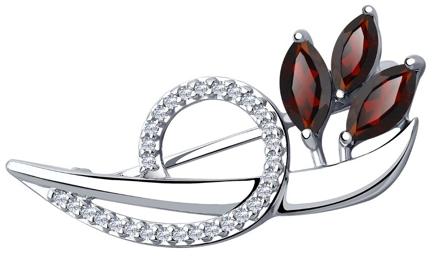 Брошь Diamant 57601 вес 2.51 г серебро, гранат
