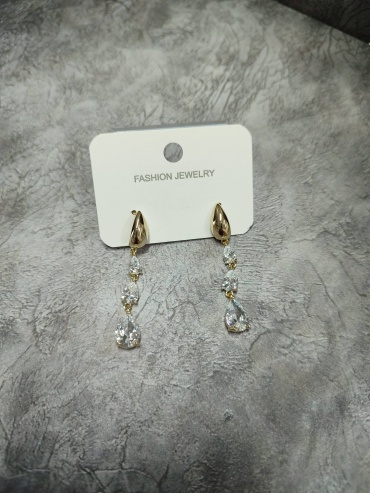 Серьги Fashion Jewellery нержавеющая сталь, фианит