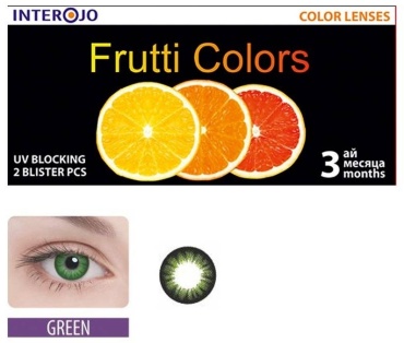 Контактные линзы Interojo Frutti Colors Glamorus Green -2.50 кривизна 8.6 на три месяца 2 шт