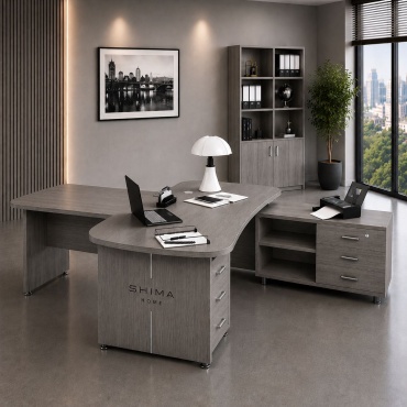 Комплект офисной мебели (стол, тумба, стеллаж) SHIMA HOME Shima Boston, темно-серый