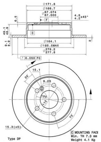 Диски Brembo задние 08A73711