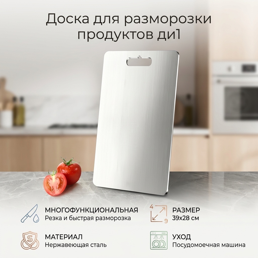 Доска для разморозки продуктов нержавеющая сталь, 1 шт