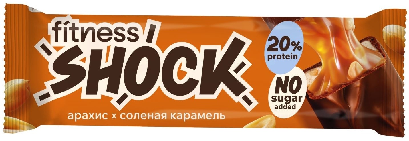 FitnesShock батончик протеиновый арахис и соленая карамель 1 шт