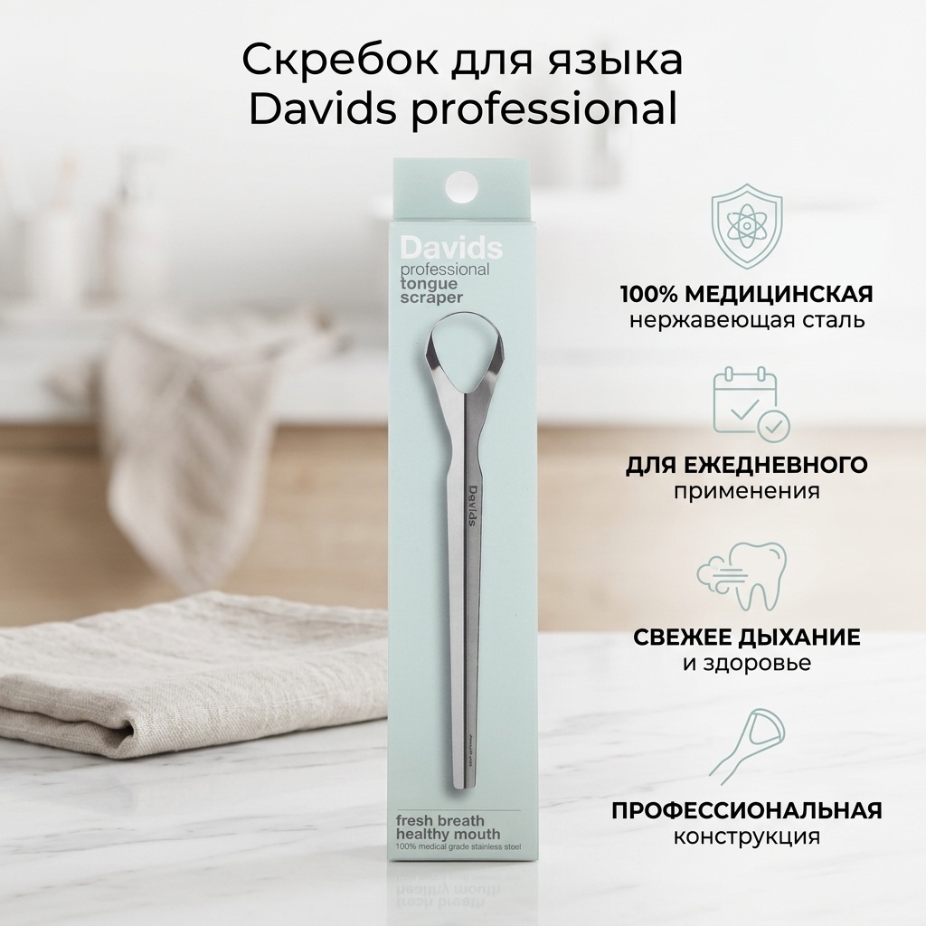 Davids профессиональный скребок для языка, 1 шт. очиститель языка средняя 1 шт