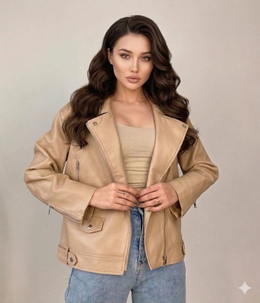 Кожаная куртка DressCode бежевый