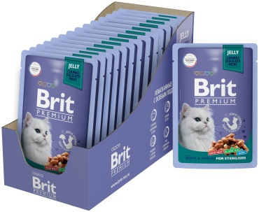 Brit Premium кусочки в желе утка, яблоко 85 г 14 шт