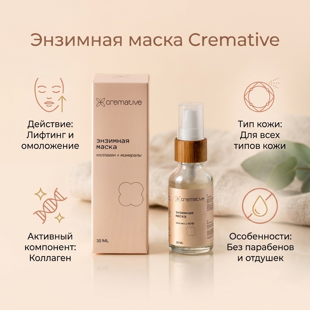 Маска для лица Cremative энзимная Энзимная маска для лица 30 мл