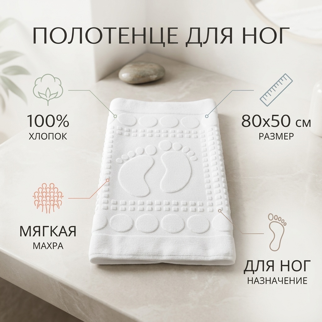 Полотенце 80x50 см, хлопок, 1 шт,