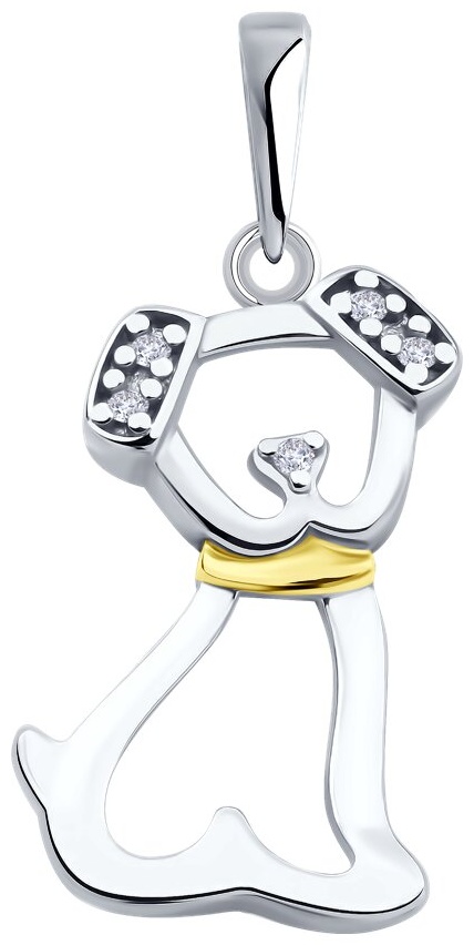 Подвеска Diamant V62679 Щенок вес 1.01 г серебро, фианит