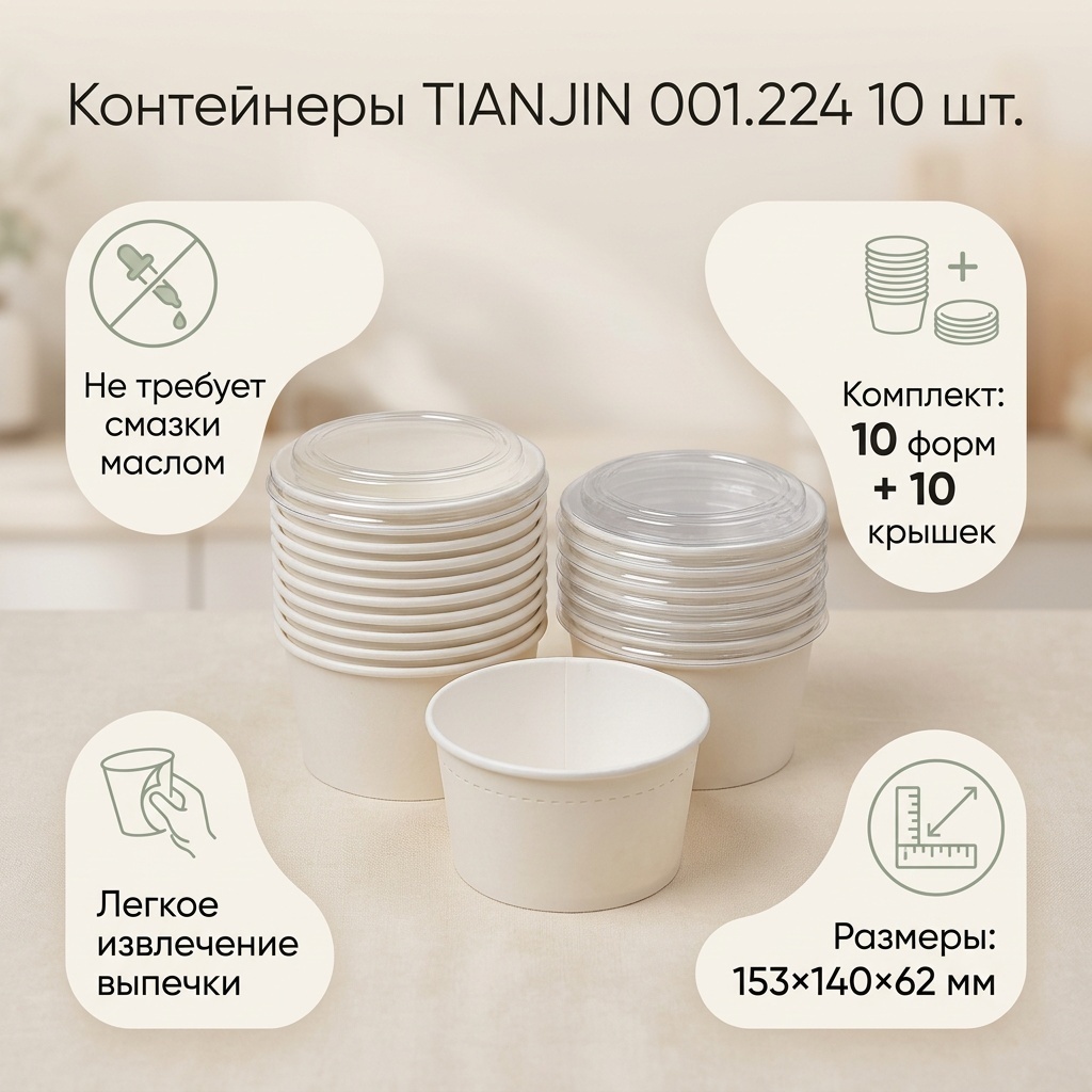 TIANJIN контейнер 001.224 белый, прозрачный 10 шт