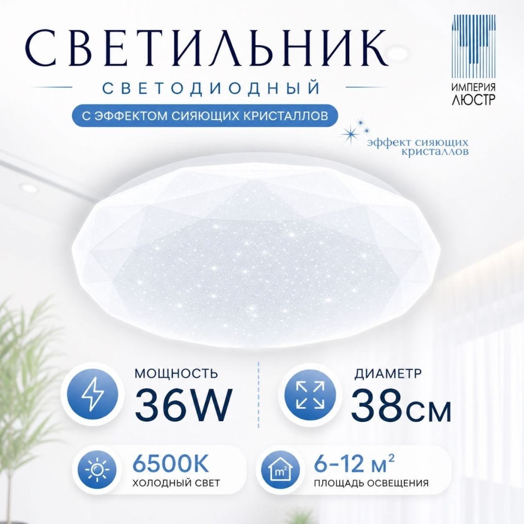Светильник настенно-потолочный ИМПЕРИЯ ЛЮСТР LED 36 Вт белый