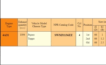NPR кольца поршневые SWM31136ZZ