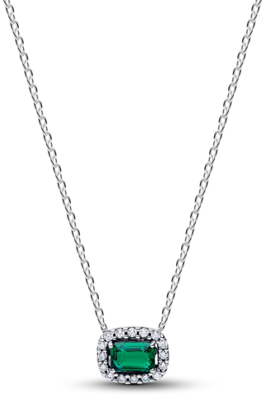 Колье PANDORA «Зеленое сияющее гало» 394503C01-45 длина 45 см вес 2.95 г серебро, кристалл