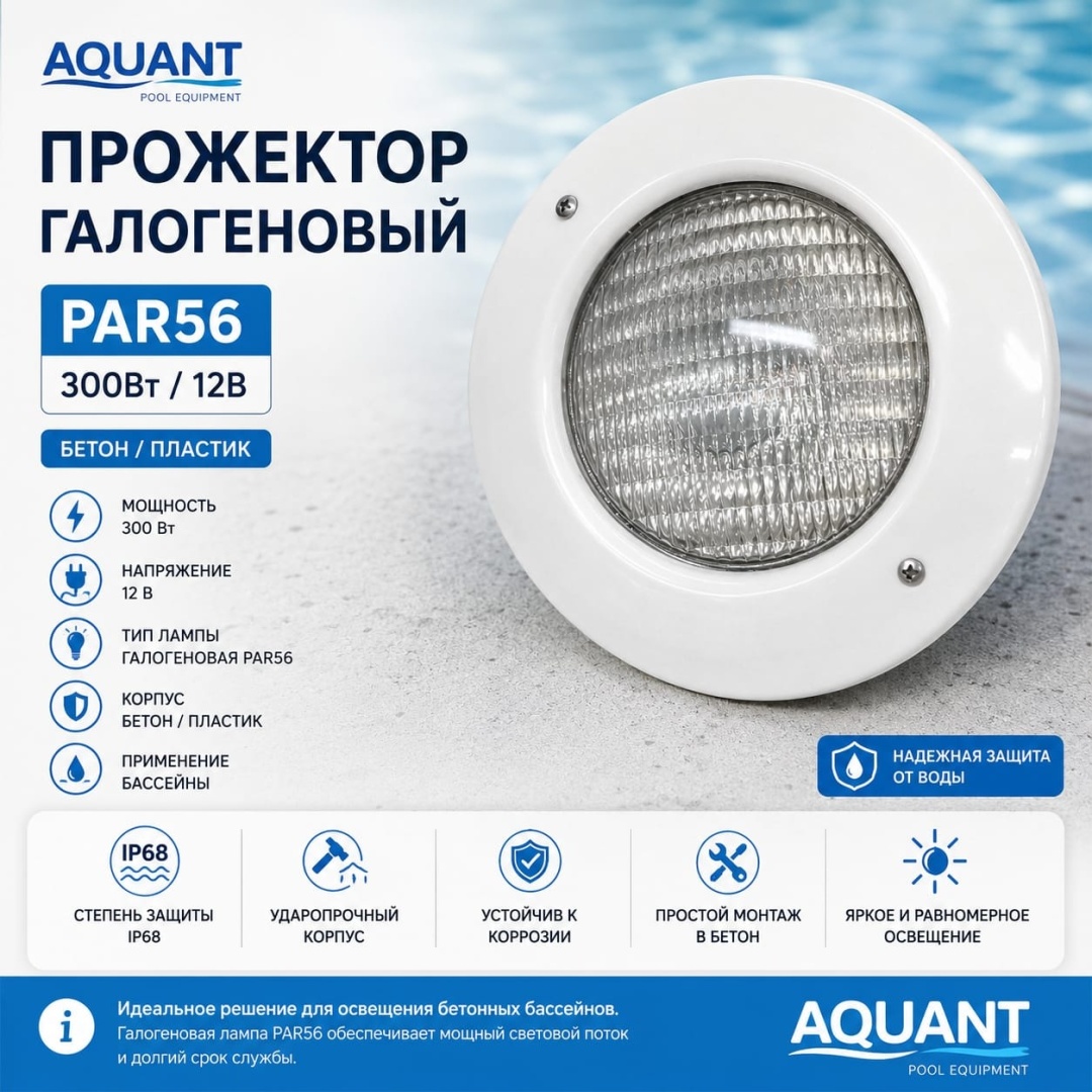 Aquanet подсветка для бассейна PAR56, 300Вт/12В