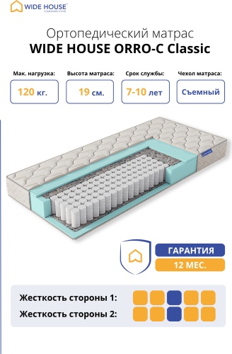 Матрас WIDE HOUSE ORRO-C Classic, 120x180x19 см