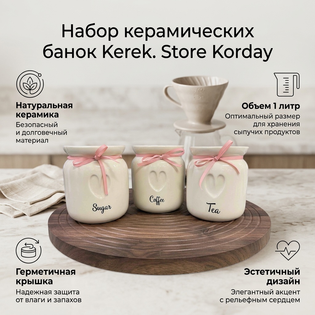 Банка Kerek. Store. Korday Tea Coffee Sugar Ceramic Canisters, керамика