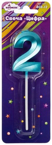 Свеча BOOMZEE цифра 2, 1 шт 5 см