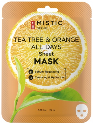 Маска для лица MISTIC тканевая TEA TREE & ORANGE ALL DAYS Sheet MASK 1 шт