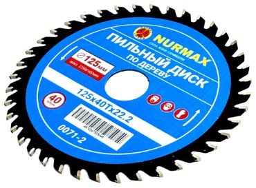 Пильный диск по дереву Nurmax 0071-2, 125x22.2 мм, 40Т