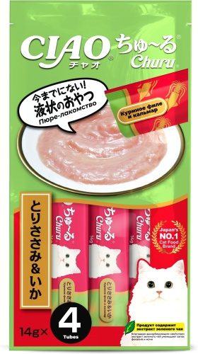 INABA пюре курица, кальмар 56 г 1 шт