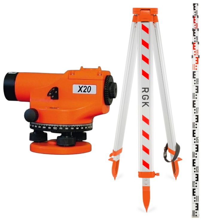 Оптический нивелир Nedo Оптический нивелир Nedo X20, рейка AMO S5, штатив RGK S6-N
