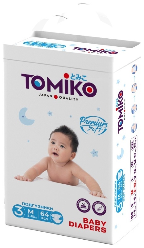 Подгузники Tomiko M, 64 шт