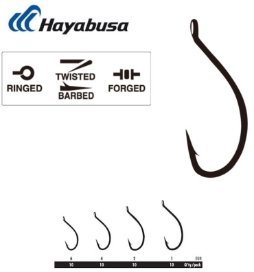 Крючок для рыбалки Hayabusa W-1 2 EB286L1 одинарный черный 10 шт