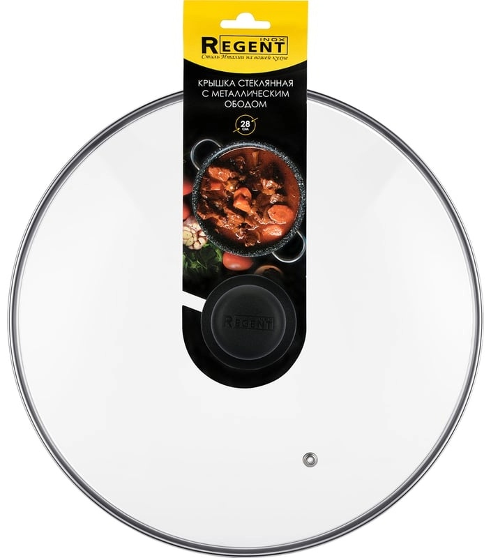 Крышка для сковороды, для кастрюли Regent Inox 28 см, нержавеющая сталь, пластик, стекло