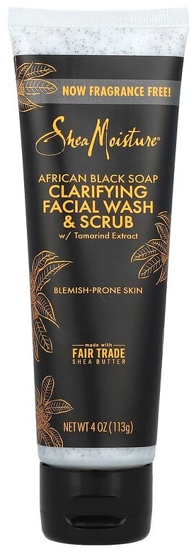 SheaMoisture Очищающее мыло и скраб для лица с экстрактом тамаринда, африканское черное мыло, без отдушек, 113 г мыло 113 мл