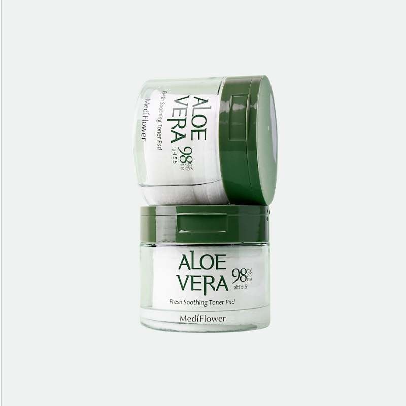 Патчи MediFlower тканевые Успокаивающие тонер пэды с экстрактом алоэ Aloe Vera Fresh Soothing Toner Pad успокаивающие 60 шт