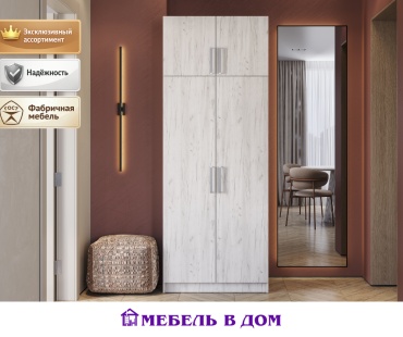 Распашной шкаф Мебель в Дом Перегородка, 80x210х56 см, светло серый