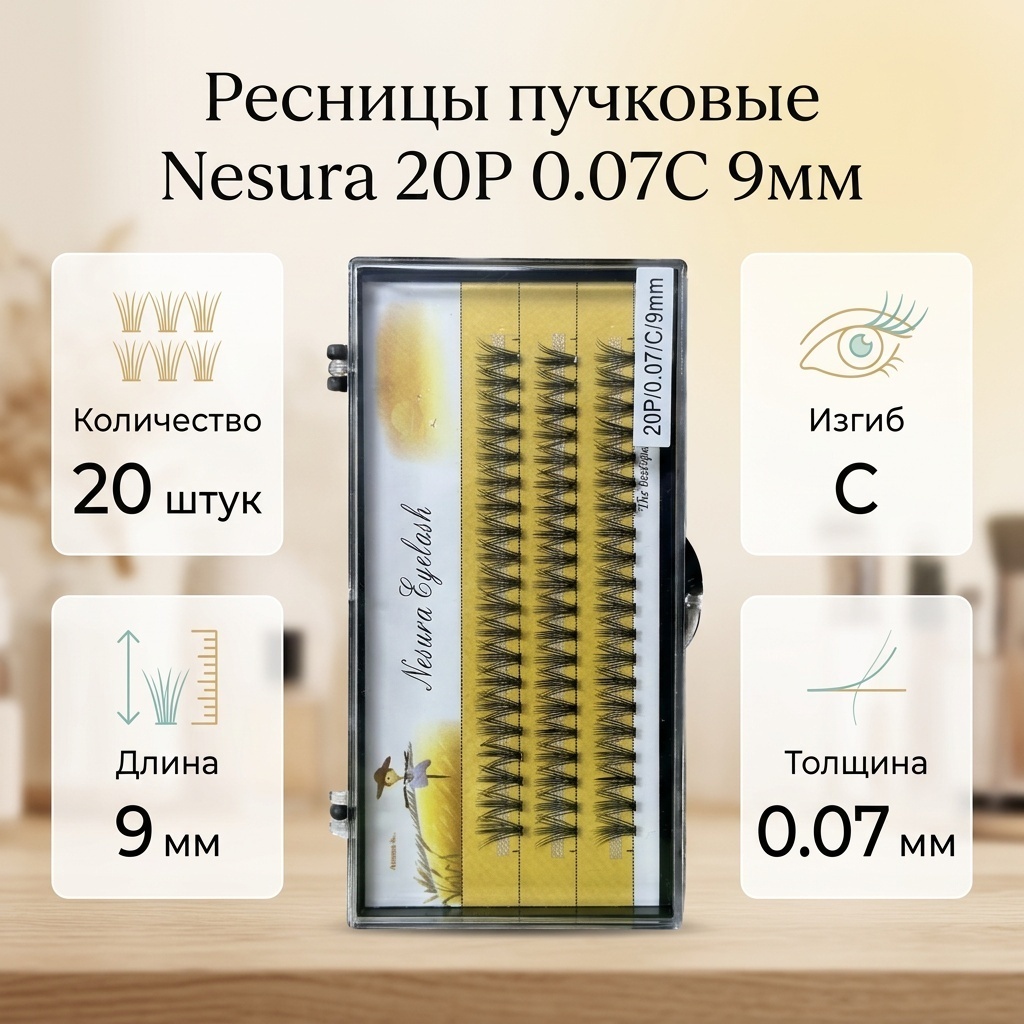 NESURA пучковые C 0.07 мм черный 9 мм