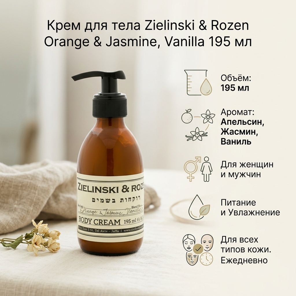 Zielinski & Rozen Orange & Jasmine, Vanilla крем для тела 195 мл