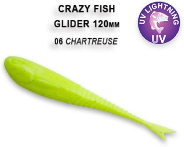 Мягкая приманка Crazy Fish Силиконовая приманка Crazy Fish Glider 5 / 37-120-6-6 / Кальмар (6 шт.) 6 шт 120 мм 6 chartreuse