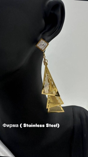 Серьги Stainless Steel бижутерный сплав, фианит
