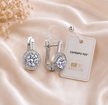 Серьги Bellur Classic Elegance вес 4.5 г серебро, фианит