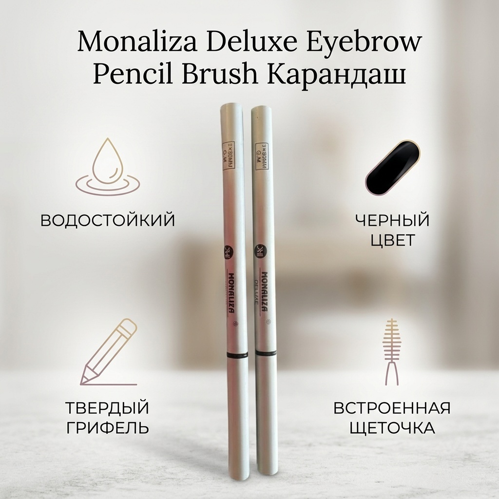 Monaliza Deluxe карандаш Eyebrow Pencil Brush черный