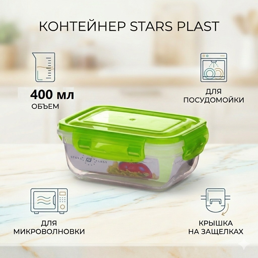 STARS PLAST контейнер 94082 1 шт, пластик