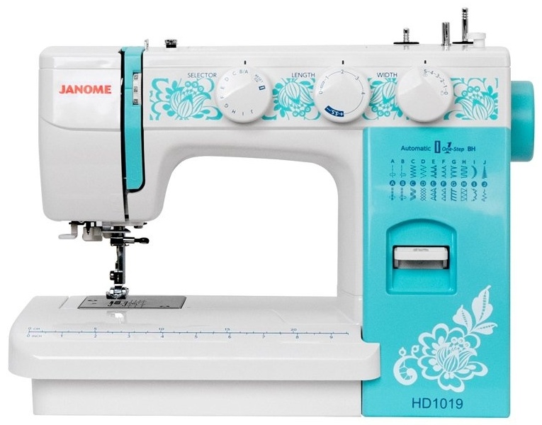 Швейная машина Janome HD1019голубой белый, зеленый