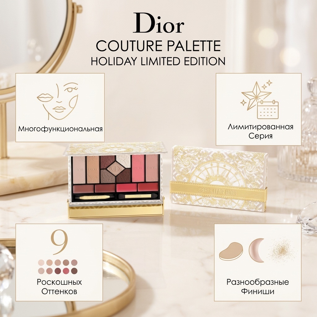 Dior тени сухие COUTURE PALETTE HOLIDAY LIMITED EDITION Limited