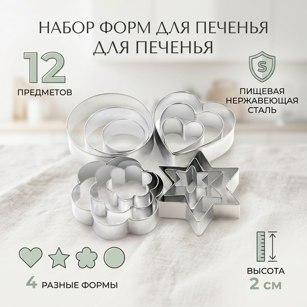 Форма для выпечки, для нарезания теста сталь, 12 шт