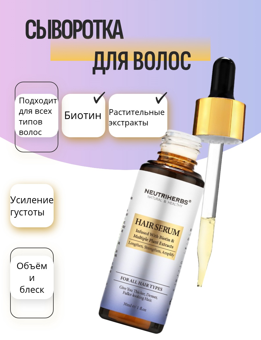 Сыворотка для роста волос с биотином и комплексом растительных экстрактов сыворотка 30 мл