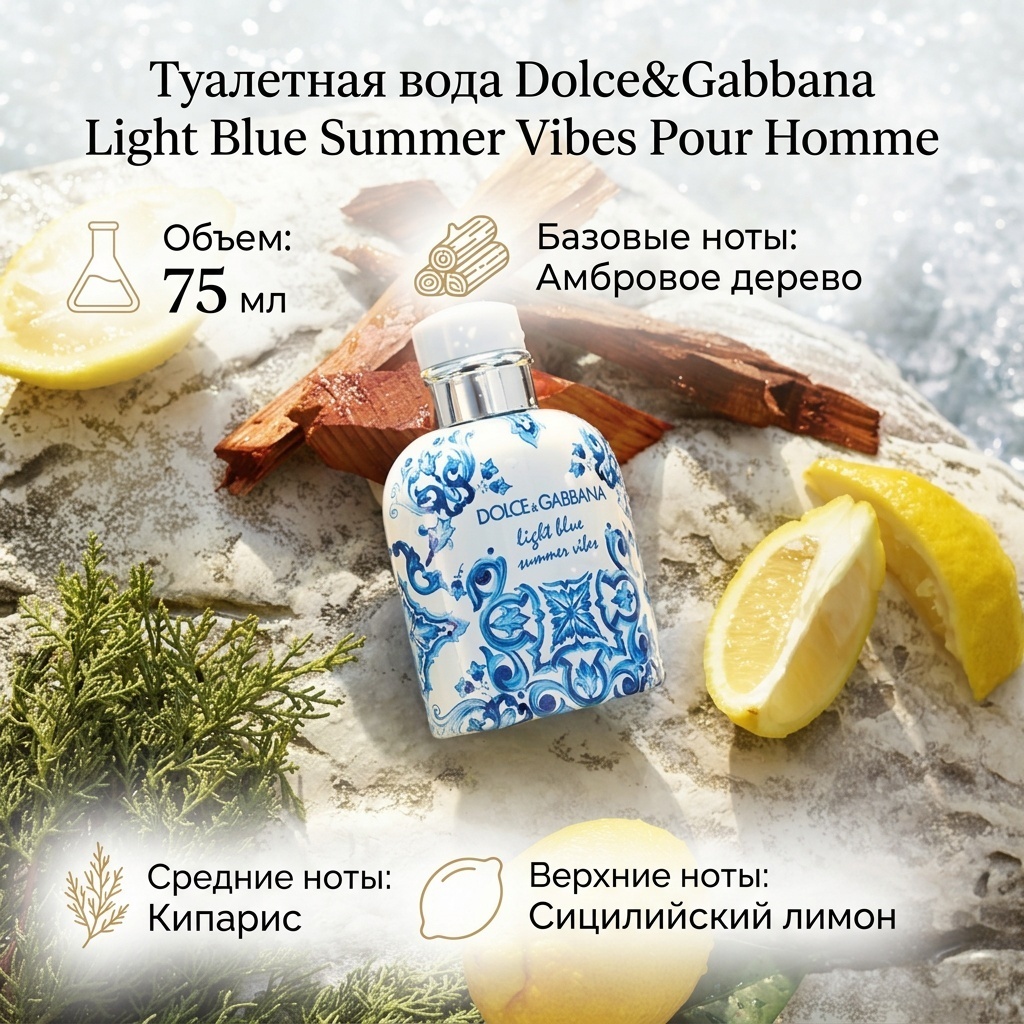 DOLCE&GABBANA Blue Summer Vibes Pour Homme туалетная вода EDT 75 мл, для мужчин