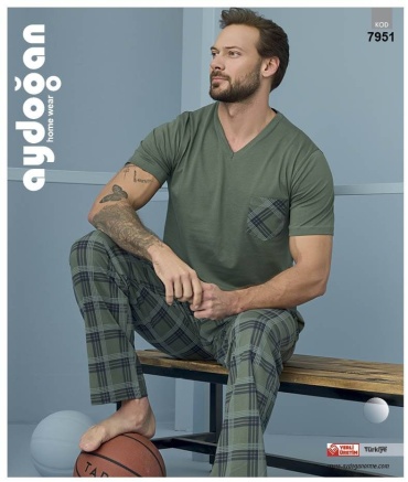Пижама Aydogan хаки, зеленый