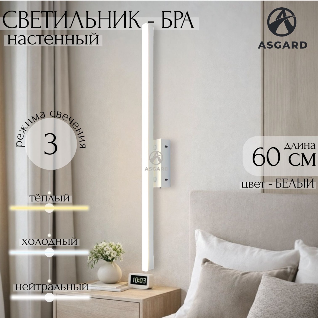 Бра настенный ASGARD LED, белый